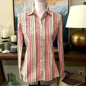 2/$30 J. Crew Striped Button-Up Women's Cotton Top Shirt Medium M